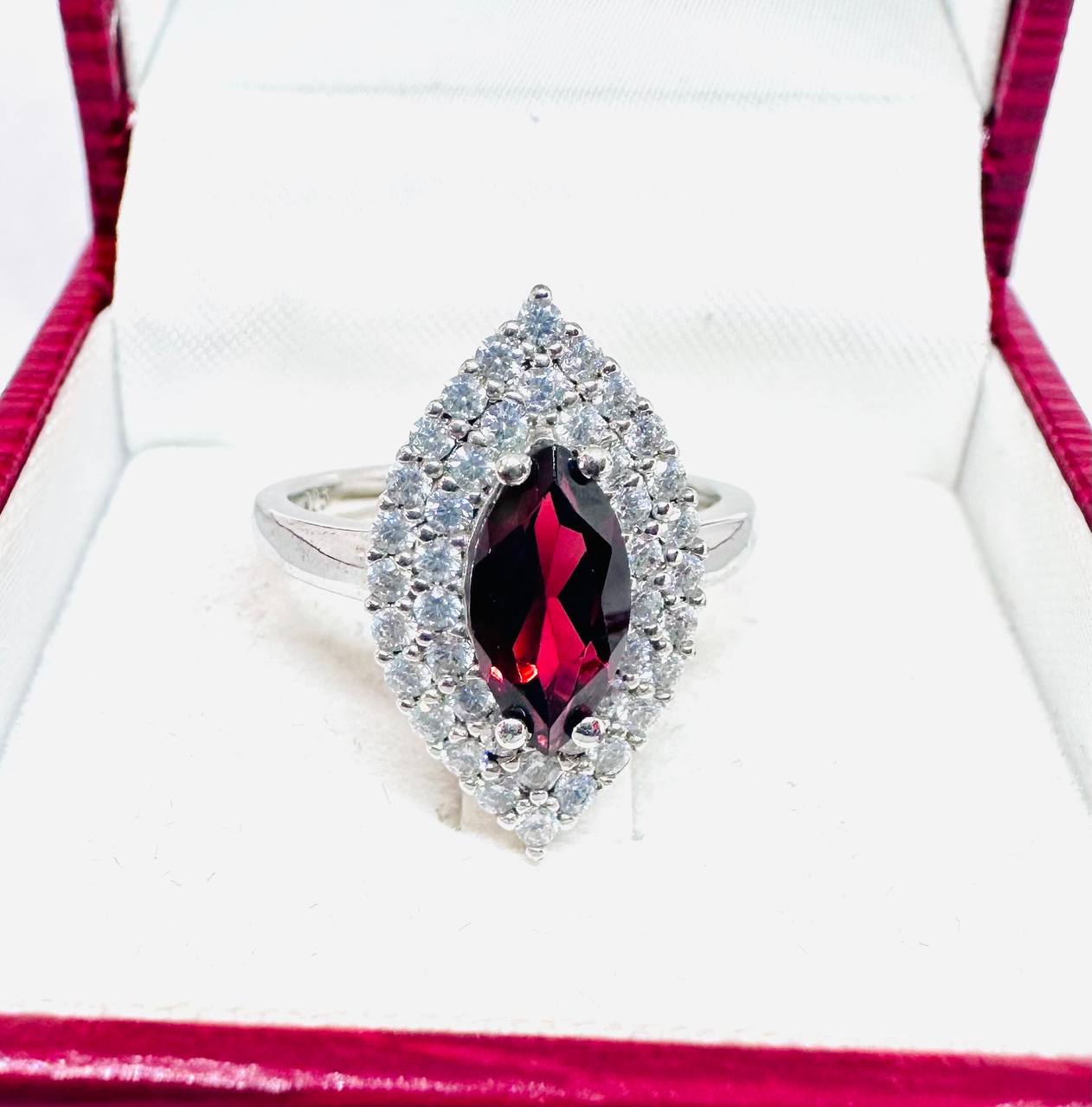 925 Sterling Silver Natural Gemstone Ring with Swiss Diamonds — Handcrafted