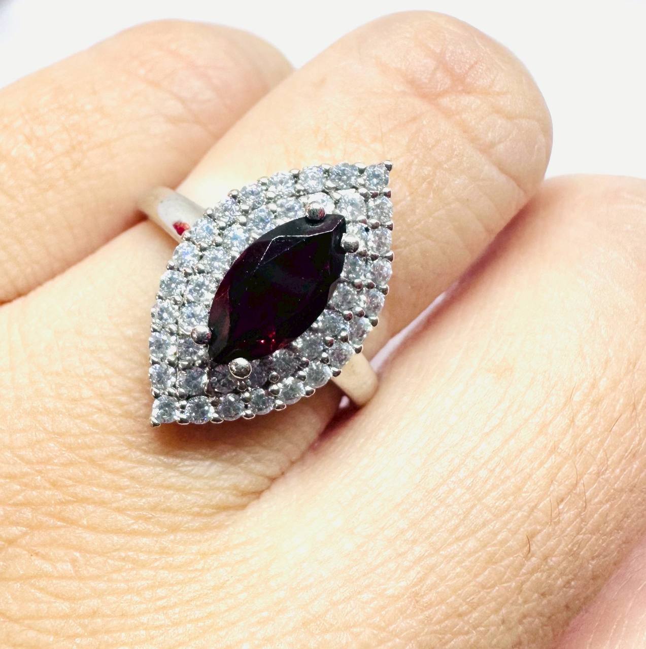 925 Sterling Silver Natural Gemstone Ring with Swiss Diamonds — Handcrafted 4