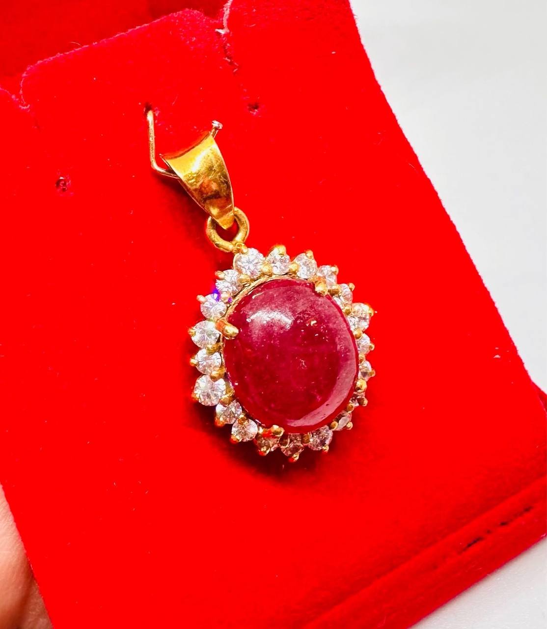 90% Gold (22K) Natural Ruby Pendant — Handcrafted
