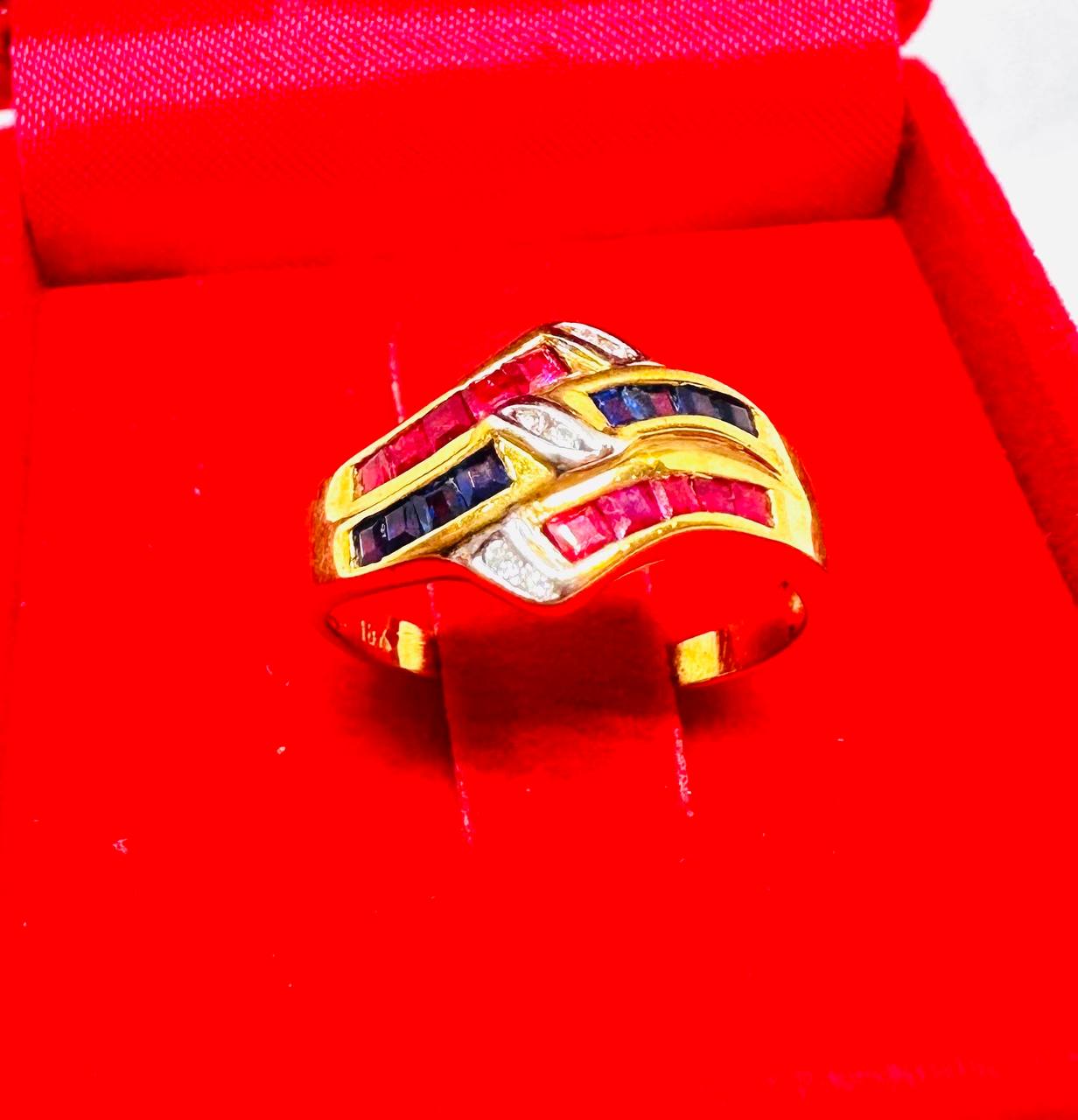 90% Gold (22K) Natural Ruby Ring with Natural Diamonds — Handcrafted 2