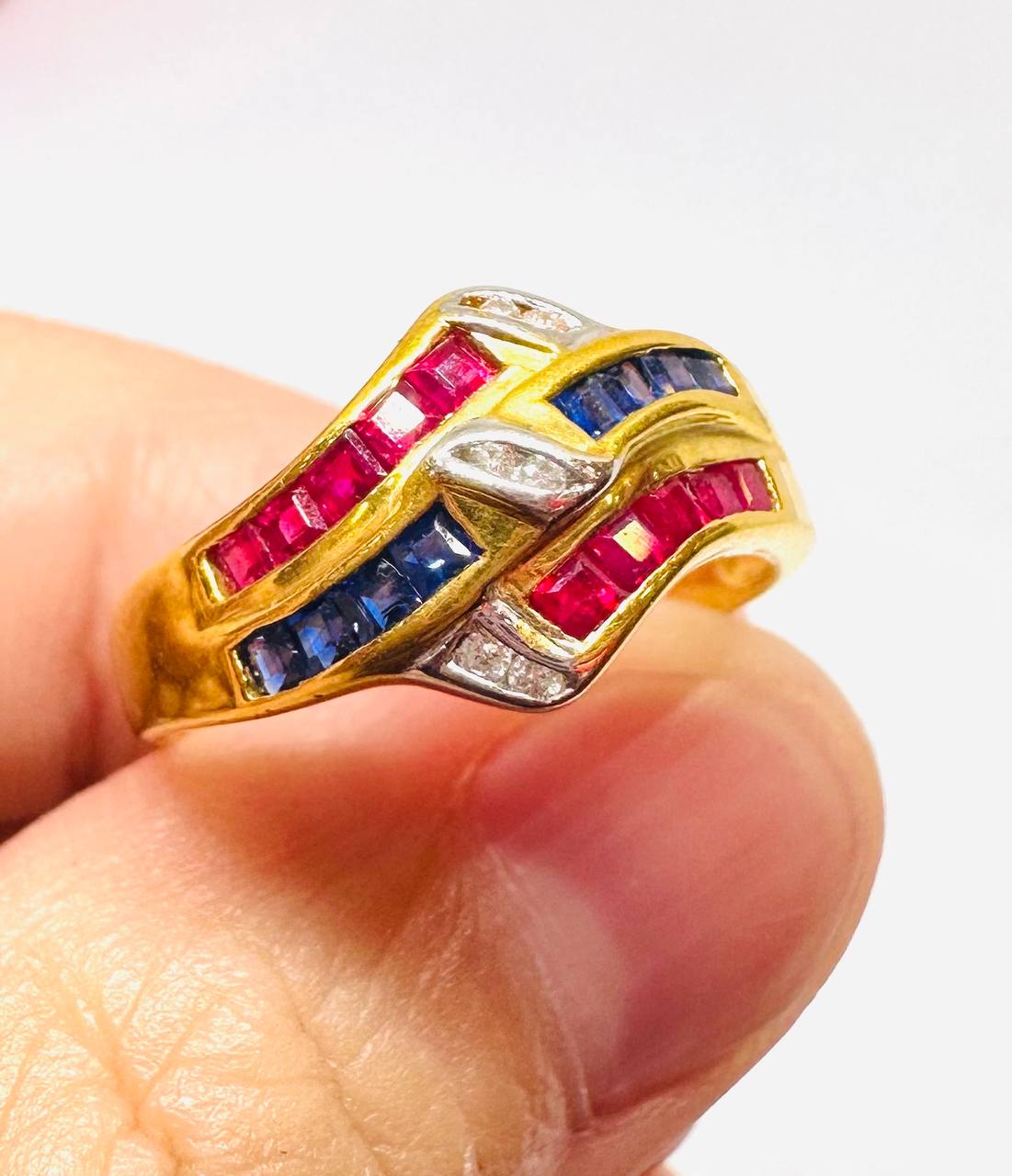 90% Gold (22K) Natural Ruby Ring with Natural Diamonds — Handcrafted 4