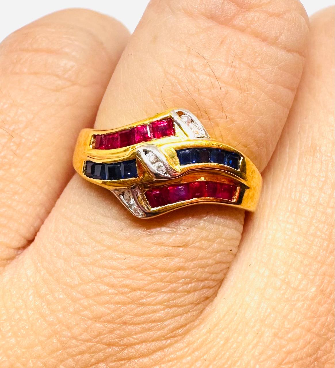 90% Gold (22K) Natural Ruby Ring with Natural Diamonds — Handcrafted 5