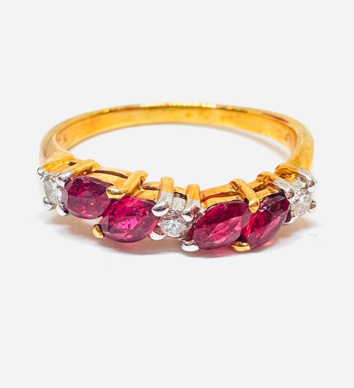 18K Gold Natural Gemstone Ring with Natural Diamonds — Handcrafted