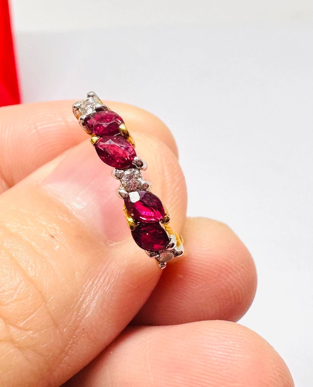 18K Gold Natural Gemstone Ring with Natural Diamonds — Handcrafted 2