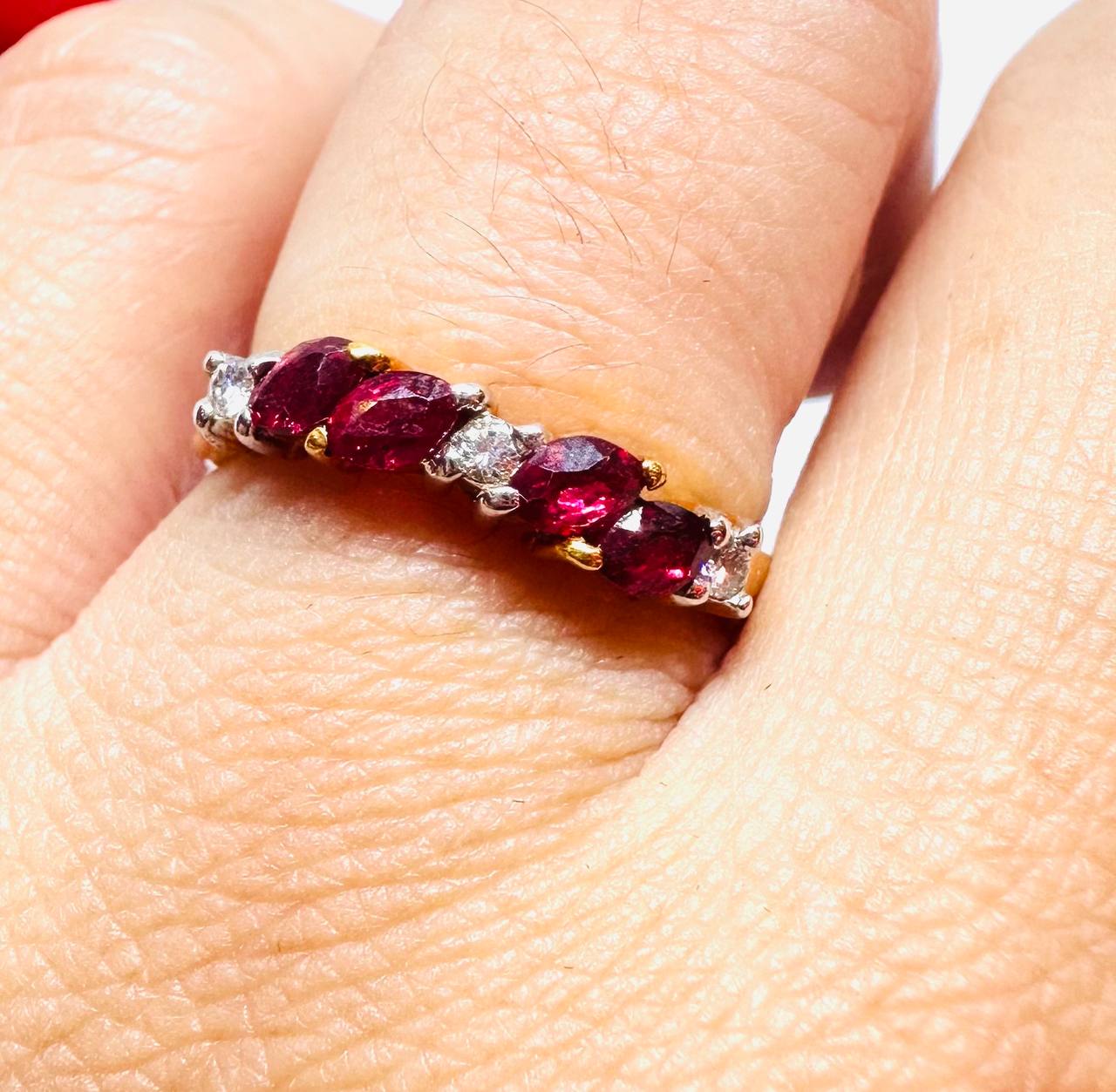 18K Gold Natural Gemstone Ring with Natural Diamonds — Handcrafted 3