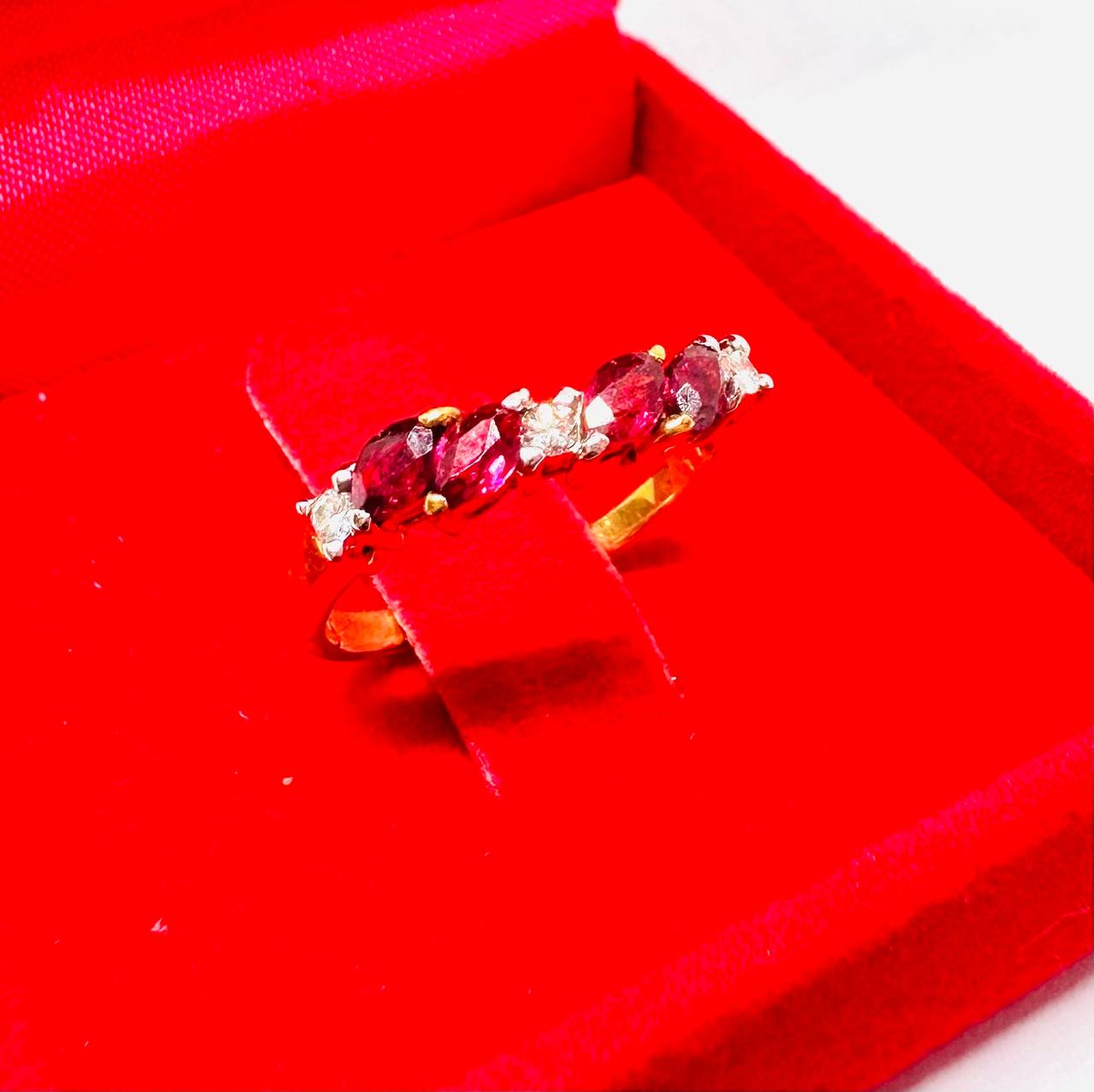 18K Gold Natural Gemstone Ring with Natural Diamonds — Handcrafted 4