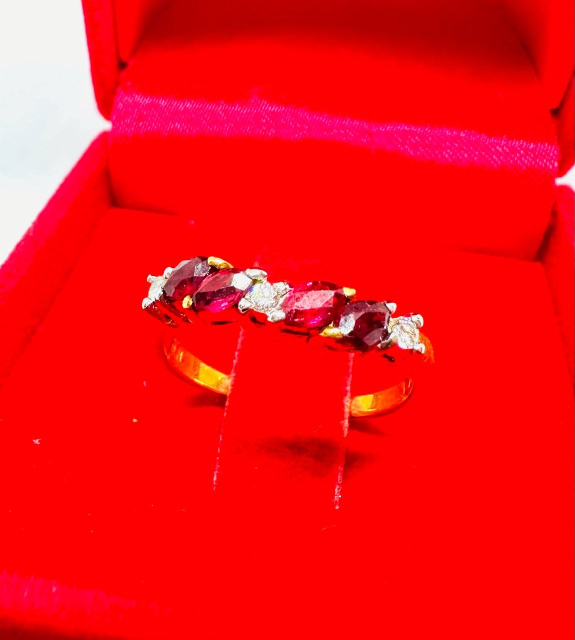 18K Gold Natural Gemstone Ring with Natural Diamonds — Handcrafted 5