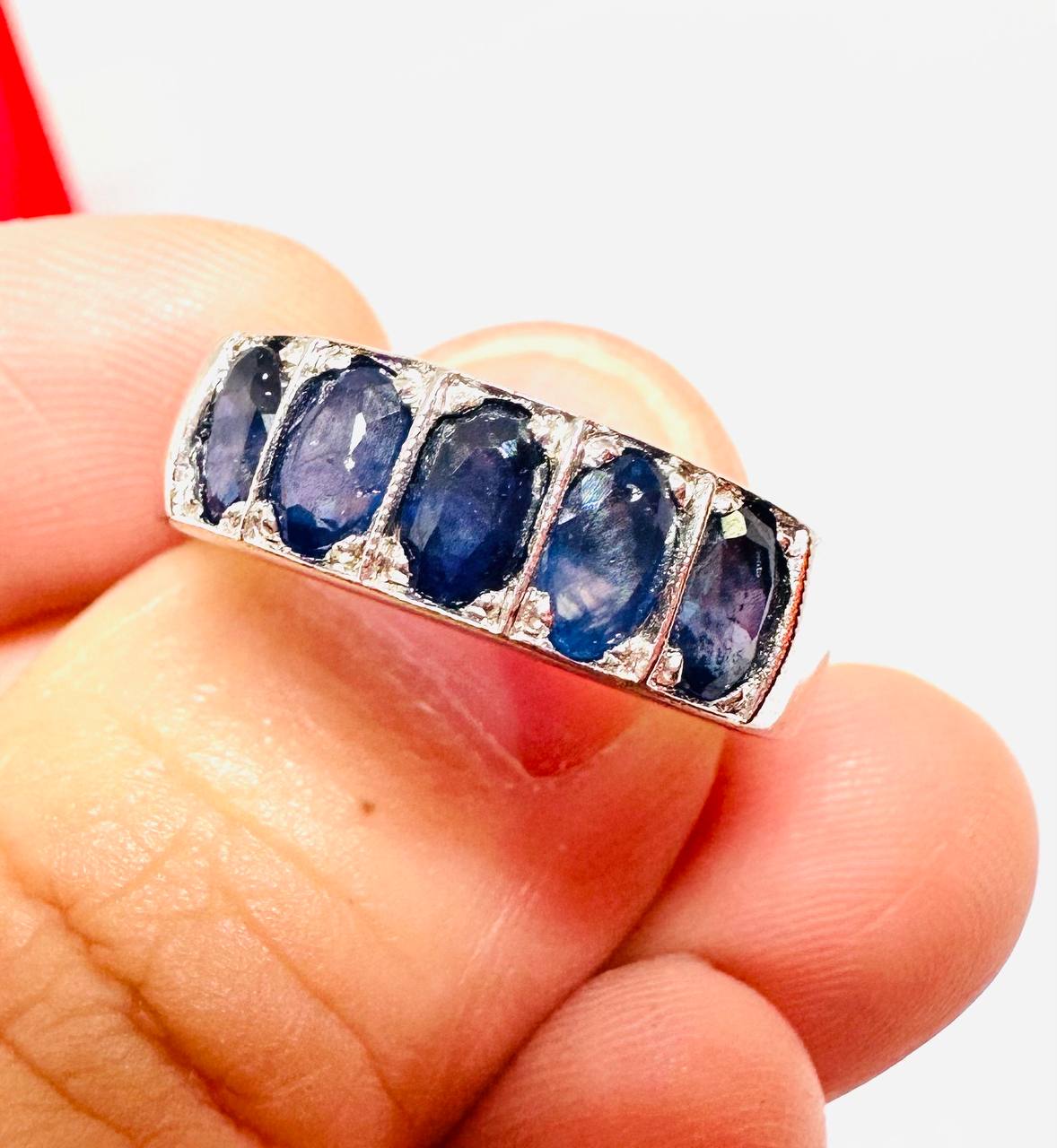 925 Sterling Silver (Stamped) Natural Faceted Sapphire Ring — Handcrafted