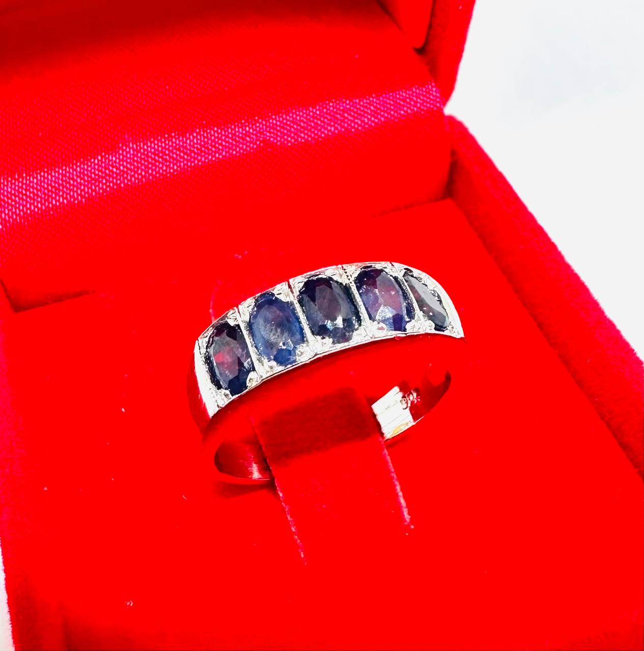 925 Sterling Silver (Stamped) Natural Faceted Sapphire Ring — Handcrafted 3