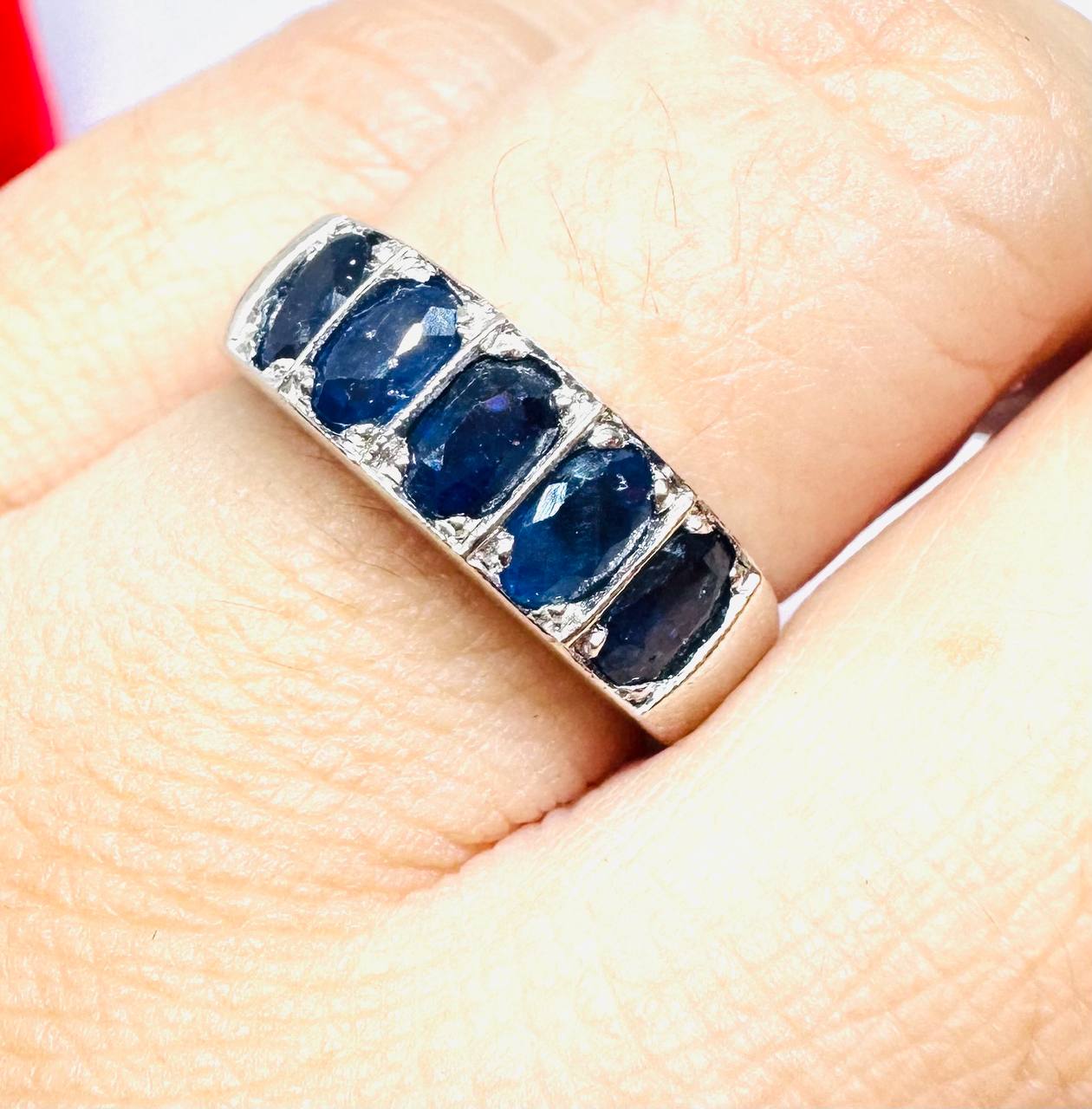 925 Sterling Silver (Stamped) Natural Faceted Sapphire Ring — Handcrafted 4