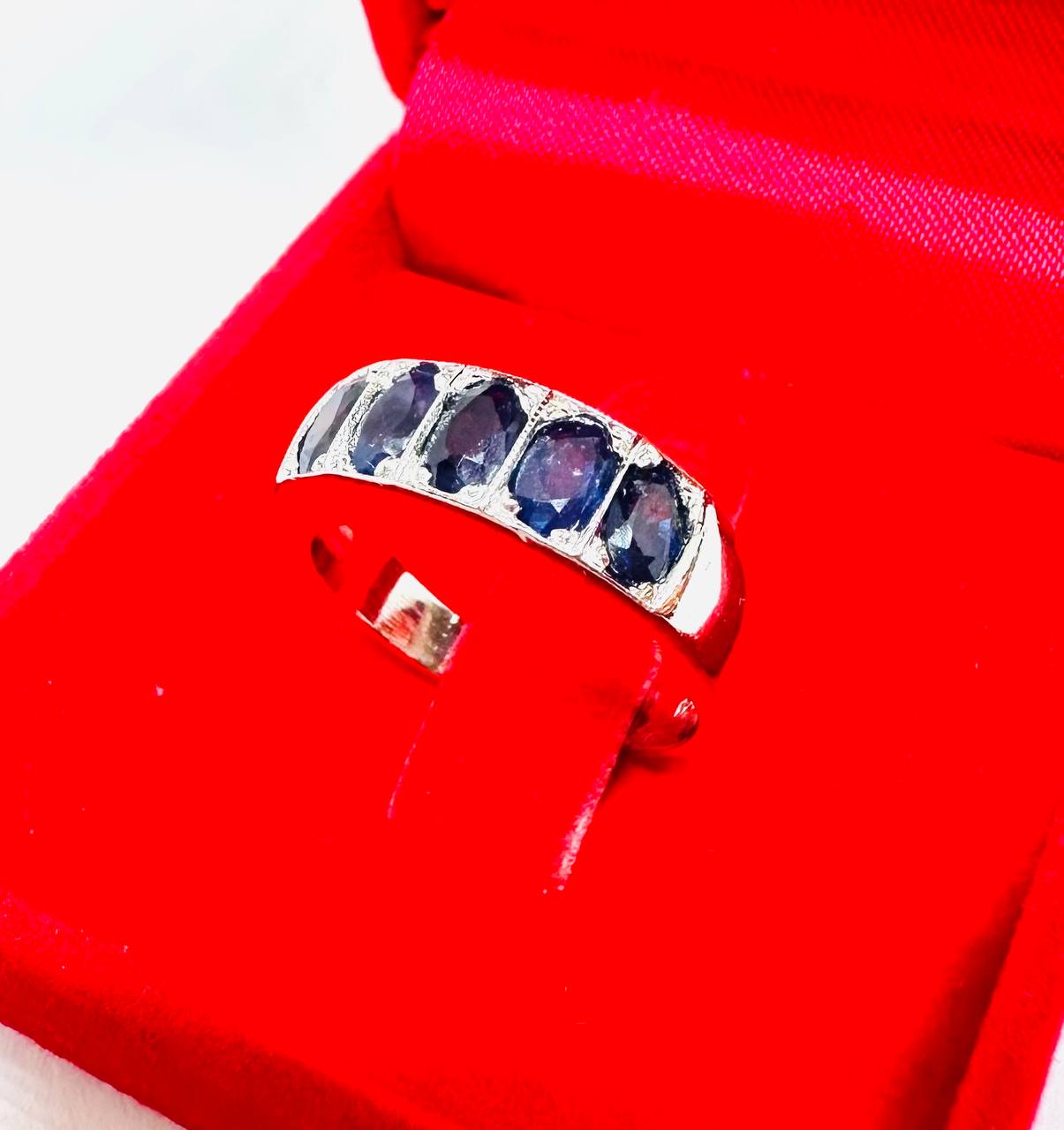 925 Sterling Silver (Stamped) Natural Faceted Sapphire Ring — Handcrafted 5