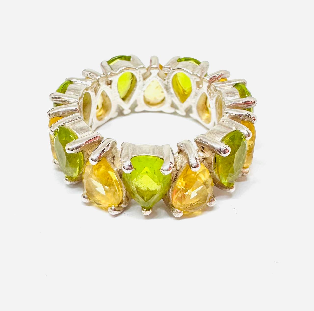925 Sterling Silver, White Gold Plated Natural Citrine Ring — Handcrafted