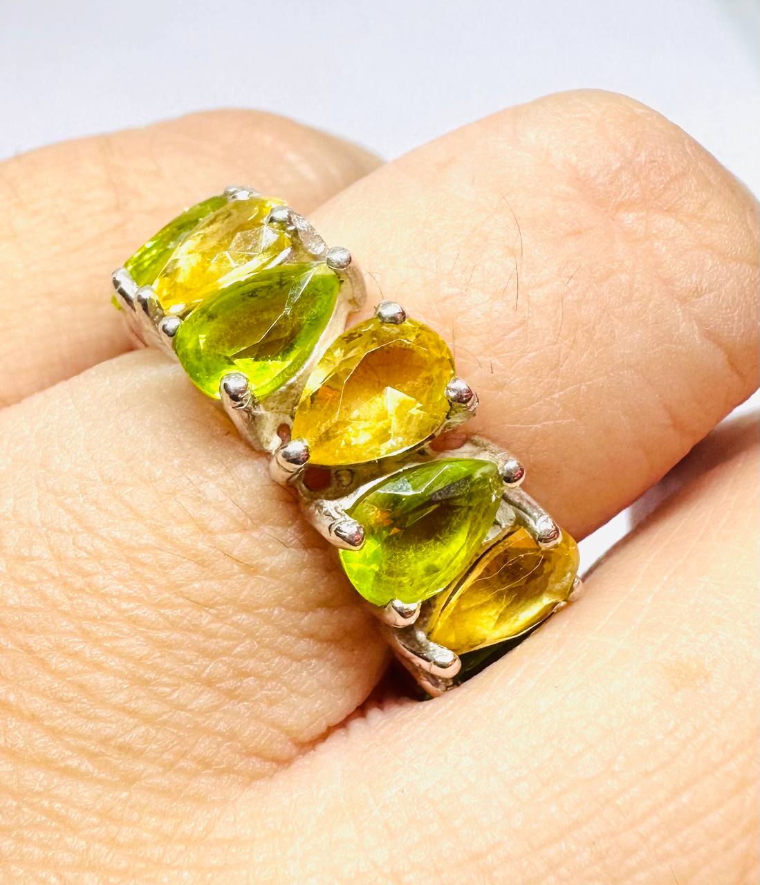925 Sterling Silver, White Gold Plated Natural Citrine Ring — Handcrafted 2